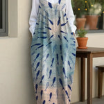Women's Vintage Art Little Fish Casual Loose Denim Vest Dress
