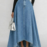 Women's High-waisted Loose-fitting A-line Denim Skirt