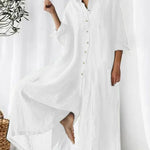 Women's Solid Color Art Casual Long Sleeve Cotton Linen Jumpsuit