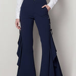 Elegant Flared Trousers With Ruffled Hems