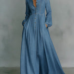 Elegant and romantic denim maxi skirt