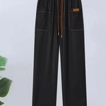 Women's Casual Stretch Cotton Pants With Elastic Waistband.