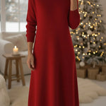 Retro Peter Pan Collar Knit Midi Dress