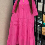 Women's Patchwork Embroidered Lace Loose Linen And Cotton Dress