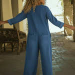 Casual V-neck Button-up Denim Jumpsuit Overalls