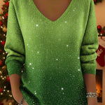 Starry Sky Shiny V-neck Loose Sweater Top