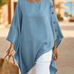 Elegant Flowing Irregular-hem Satin Blouse Top