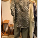 Casual Polka Dot Linen And Cotton Shirt And Trousers Two-piece Set