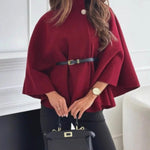 Women's Stylish Elegant Solid-color Wool Cape Coat