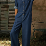 Women's Casual Denim Wide-leg Jumpsuit