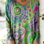 Women's Lovely Floral Flowers Pattern Art Print V-neck Casual Cotton T-shirt