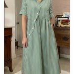 Casual Striped Cotton Shirt Dress