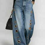 Women's New High-waisted Casual Loose Wide-leg Jeans