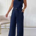 Elegant Off-the-shoulder Linen Wide-leg Jumpsuit
