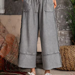 Women's Solid Color Elastic Waist Casual Loose Wide-leg Pants