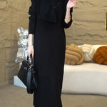 Women's Cozy Sweater Dress With Detachable Scarf
