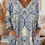 Women's Floral Pattern Art Print Casual Cotton Knitted Sweater