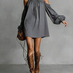 Loose-fitting Off-shoulder Long-sleeved Short Dress