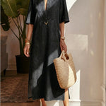Women's V-neck Denim Cotton Dress