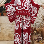 Bohemian Casual Printed Linen Top And Pants Two-piece Set