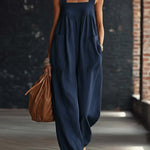Casual Linen And Cotton Sleeveless Jumpsuit