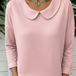Cozy Vintage Peter Pan Collar Cotton Sweatshirt Top