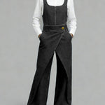 Women's Square-neck Sleeveless Loose-fitting Denim Wide-leg Jumpsuit