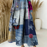 Women's Abstract Gradient Geometry Patterns Art Print Casual Denim Dress