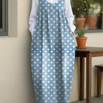 Women's Cute Polka Dots Casual Loose Denim Vest Dress