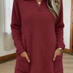 Cozy Polo-neck Coral Fleece Sweatshirt