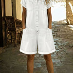 Women's Casual Cotton Denim Jumpsuit Shorts