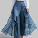 Women's High-waisted Casual Loose Chiffon Patchwork Jeans