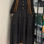 Women's Patchwork Embroidered Lace Loose Linen And Cotton Dress