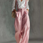 Cozy Loose-fitting Linen Overalls Wide-leg Pants ( Two-way Wear）