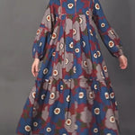 Women's Elegant Floral Print 100% Cotton Long Dress