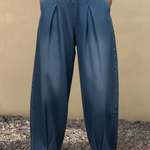 Casual Single-pleated Barrel-leg Wide-leg Jeans