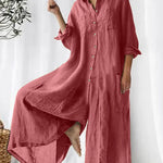 Women's Solid Color Art Casual Long Sleeve Cotton Linen Jumpsuit