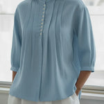 Women's Linen And Cotton Pleated Shirt