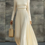 Women's Stylish Casual Satin Knit Pleated Maxi Dress