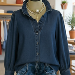Romantic Ruffled Collar Denim Shirt