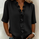 Retro Cozy Ruffled Collar Linen Cotton Shirt Top
