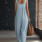 Casual Linen And Cotton Sleeveless Jumpsuit