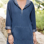 Women's Long-sleeved Casual Loose Hooded Denim Top