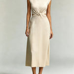 Women's Sleeveless Knotted Round Neck Dress
