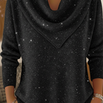 Vintage Soft Triangle Neck Sequined Shiny Sweater Top