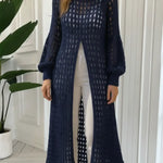 Women's Openwork Crochet Slit Long Top