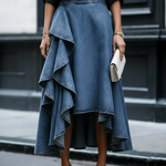 Ruffled Denim Skirt — Elegant Tiered Casual Style