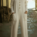 Casual Polo Collar Button-up Linen Jumpsuit