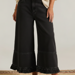 Casual Cozy Ruffled Details Denim Wide-leg Pants