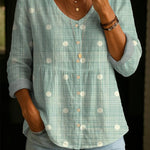 Women's Polka Dot Pattern Art Print Casual Cotton Shirt
